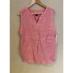 Talbots Pink linen Sleeveless Top Tunic XL, 100% linen EUC